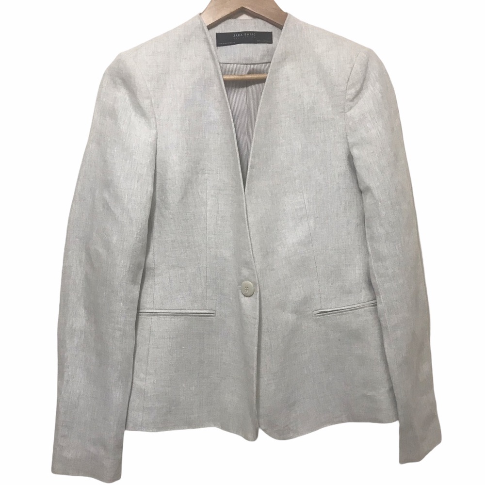 Zara Beige Linen Blazer Jacket. Size:6. New